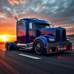 A breathtaking high-definition image of a custom semi-truck featuring innovative Camaro racing rims and wheels