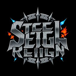 A bold and edgy logo design for a hard rock band called 'Steel Reign'