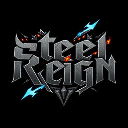 A bold and edgy logo design for a hard rock band called 'Steel Reign'