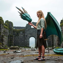 A stunning scene in a world of Ice and Fire, set in the eastern continent of Essos, showcasing the ancient, moss-covered ruins of Ny Sar in the background