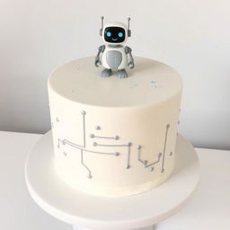 A simple yet elegant birthday cake designed with an artificial intelligence theme