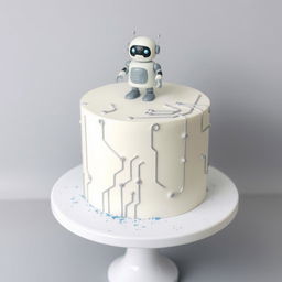 A simple yet elegant birthday cake designed with an artificial intelligence theme