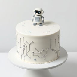 A simple yet elegant birthday cake designed with an artificial intelligence theme