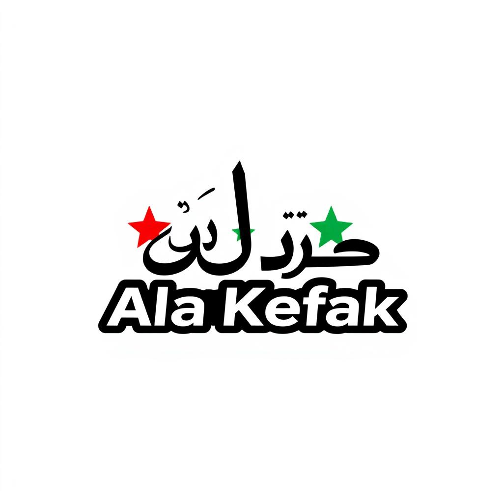 A logo for 'Ala Kefak' inspired by the colors of the Syrian revolution flag, featuring a modern and compelling design