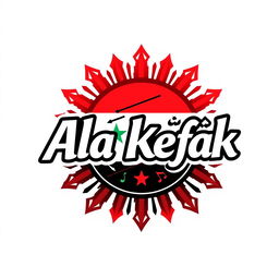 A logo design for 'Ala Kefak' inspired directly by the colors of the Syrian revolution flag