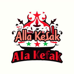 A logo for 'Ala Kefak' inspired by the colors and elements of the Syrian revolution flag