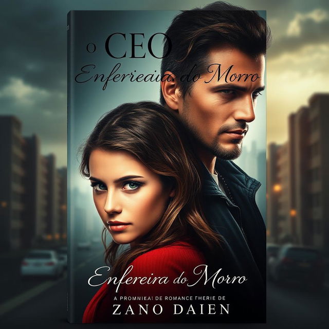 A captivating book cover for a romance titled 'O CEO Frio e a Enfermeira do Morro'