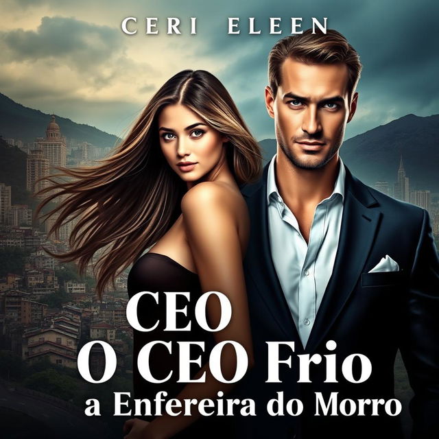 Book cover design for a romance novel titled 'O CEO Frio e a Enfermeira do Morro'