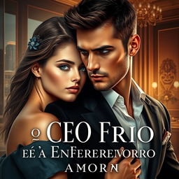 A captivating romance novel cover titled 'O CEO Frio e a Enfermeira do Morro'