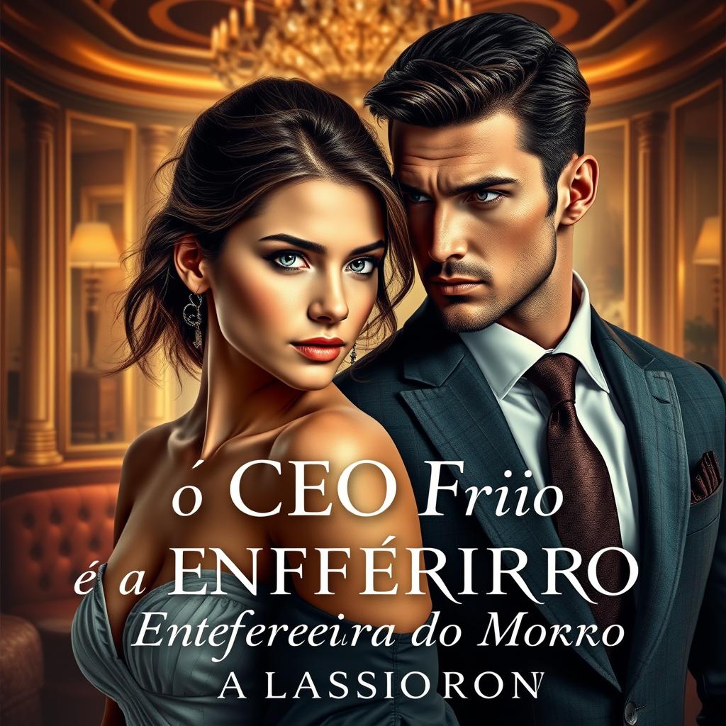 A captivating romance novel cover titled 'O CEO Frio e a Enfermeira do Morro'