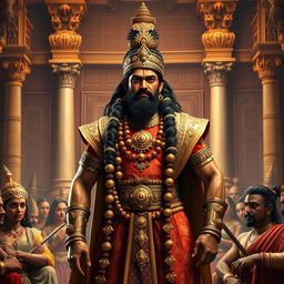 A regal portrait of Duryodhana in the royal court (Raj Sabha)