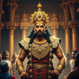 A regal portrait of Duryodhana in the royal court (Raj Sabha)