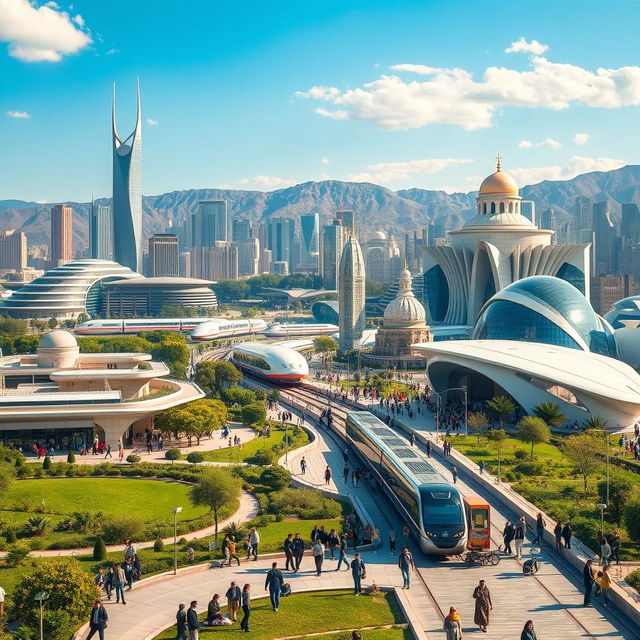 A stunning landscape of Iran showcasing its peak advancements in architecture and technology