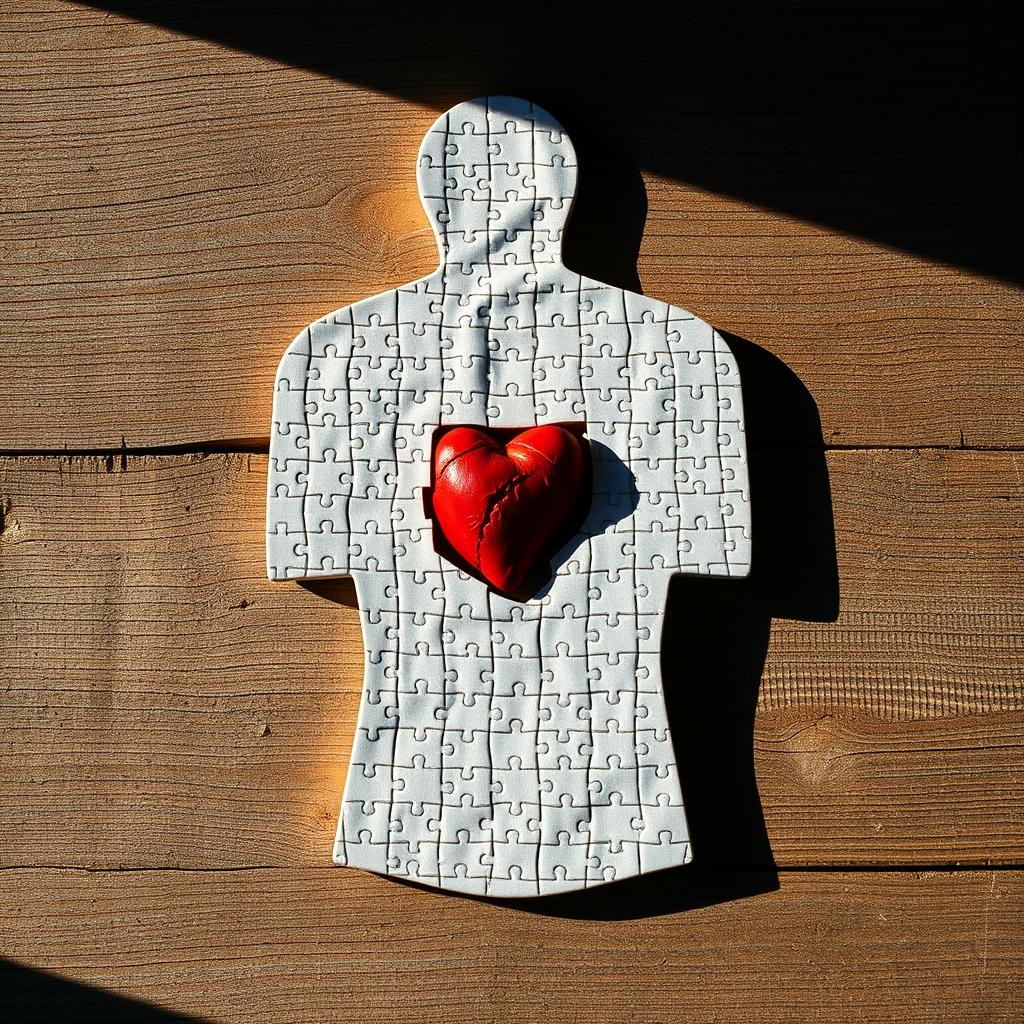 A human-shaped puzzle with pieces that are deliberately designed to obscure its internal contents