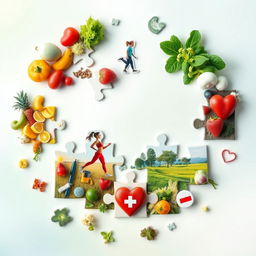 A captivating and artistic puzzle design featuring health and wellness themes