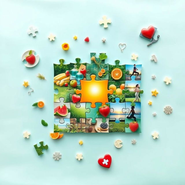 A captivating and artistic puzzle design featuring health and wellness themes