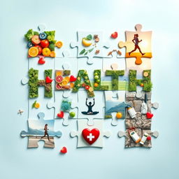 A captivating and artistic puzzle design featuring health and wellness themes