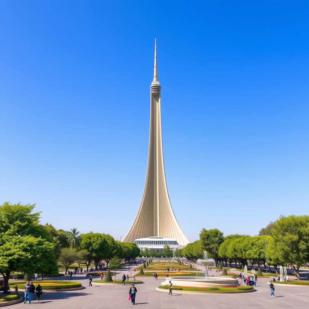 A stunning view of Milad Tower located in Azadi Square, Tehran