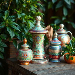 A beautifully decorated Karo, featuring intricate traditional patterns and vibrant colors, showcasing the elegance of indigenous craftsmanship