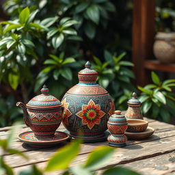 A beautifully decorated Karo, featuring intricate traditional patterns and vibrant colors, showcasing the elegance of indigenous craftsmanship