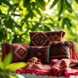 A beautifully arranged Karo, showcasing traditional patterns and vibrant colors, intricately woven with elegant details