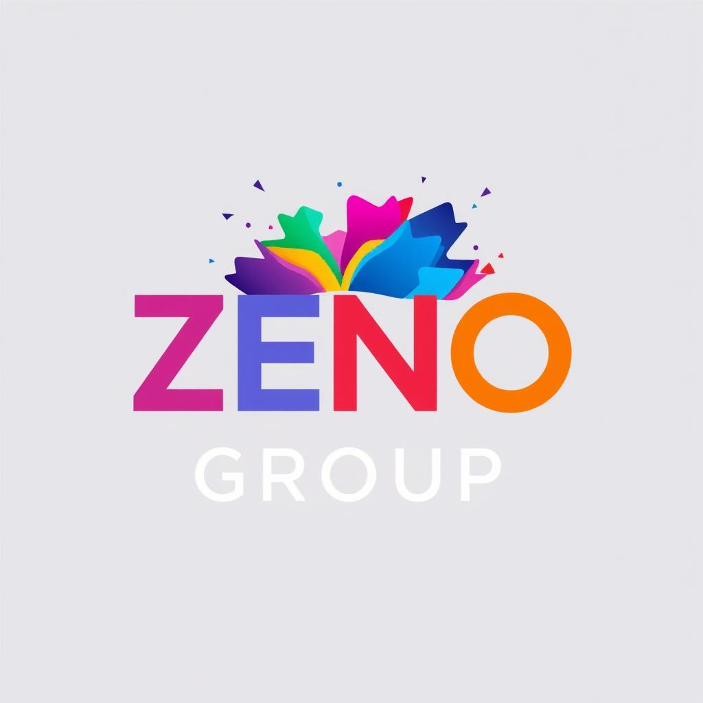 A custom logo design for the ZENO GROUP, featuring modern typography and vibrant colors suited for a printing company