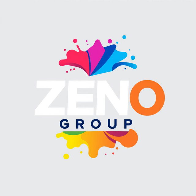 A custom logo design for the ZENO GROUP, featuring modern typography and vibrant colors suited for a printing company