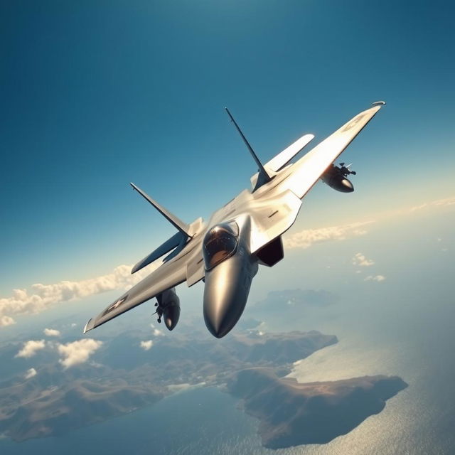 A highly detailed and realistic depiction of a F-14 Tomcat fighter jet soaring through a clear blue sky