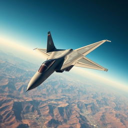 A powerful Iranian Air Force fighter jet soaring through a clear blue sky, showcasing its sleek design and advanced technology