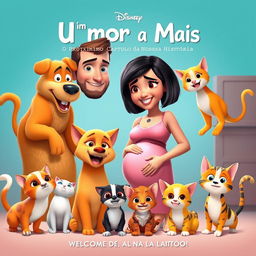 A vibrant and heartwarming animated movie poster for 'Um Amor a Mais: O Próximo Capítulo da Nossa História'