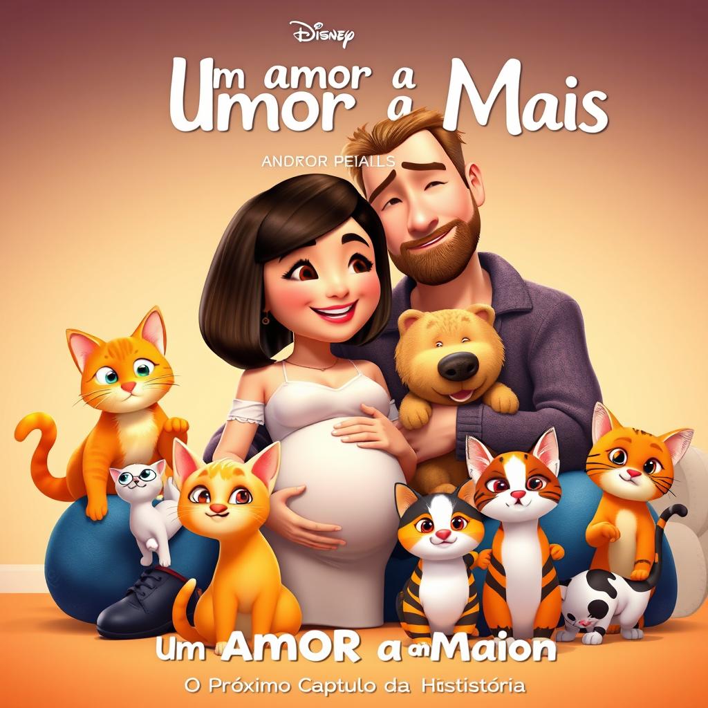 A vibrant and heartwarming animated movie poster for 'Um Amor a Mais: O Próximo Capítulo da Nossa História'