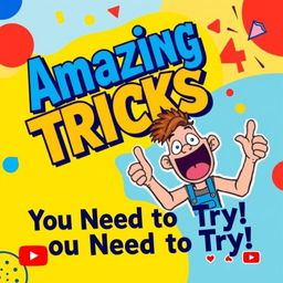 A vibrant and dynamic YouTube thumbnail design, showcasing a blend of bright colors like yellow, blue, and red