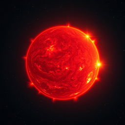A vibrant and majestic red giant star depicted in the vastness of space