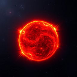 A vibrant and majestic red giant star depicted in the vastness of space