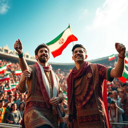 Imagine Lionel Messi and Cristiano Ronaldo as iconic football stars, but born in Iran