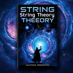 A captivating book cover for a science fiction novel titled 'String Theory'