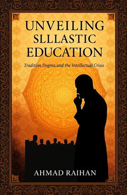 A striking book cover design for 'Unveiling Islamic Education: Tradition, Dogma, and the Intellectual Crisis' by AHMAD RAIHAN