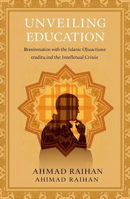 A striking book cover design for 'Unveiling Islamic Education: Tradition, Dogma, and the Intellectual Crisis' by AHMAD RAIHAN
