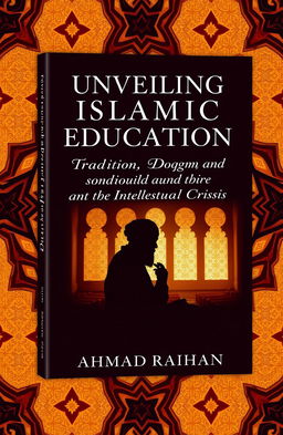 A striking book cover design for 'Unveiling Islamic Education: Tradition, Dogma, and the Intellectual Crisis' by AHMAD RAIHAN