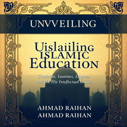 A captivating book cover design for 'Unveiling Islamic Education: Tradition, Dogma, and the Intellectual Crisis' by AHMAD RAIHAN