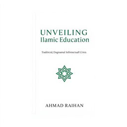 A minimalist book cover design for 'Unveiling Islamic Education: Tradition, Dogma, and the Intellectual Crisis' by AHMAD RAIHAN