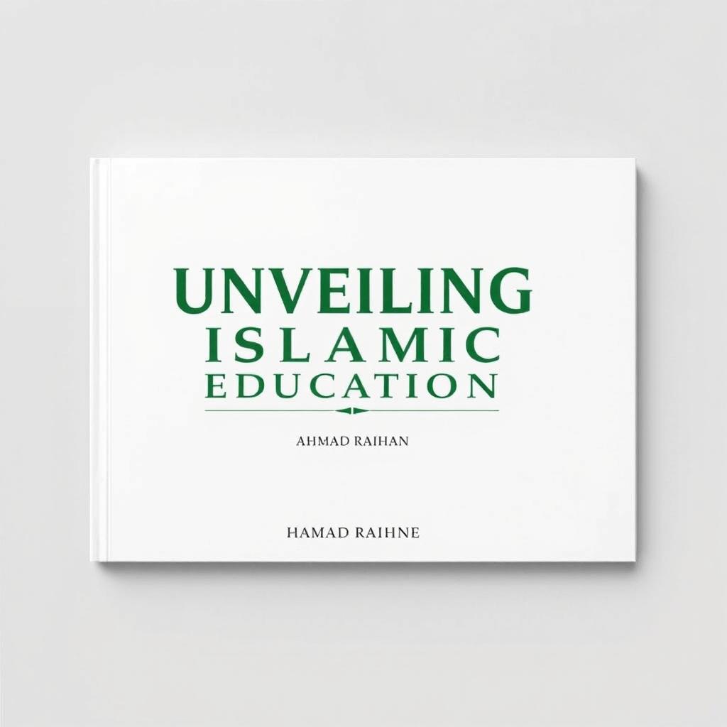 A minimalist A4 book cover design for 'UNVEILING ISLAMIC EDUCATION' by AHMAD RAIHAN