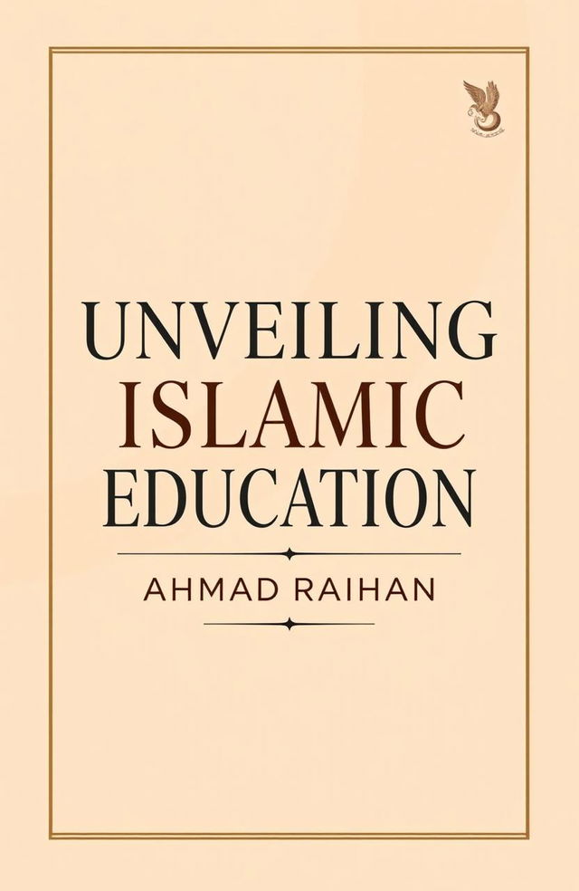 A modern book cover design for the title 'UNVEILING ISLAMIC EDUCATION' by AHMAD RAIHAN