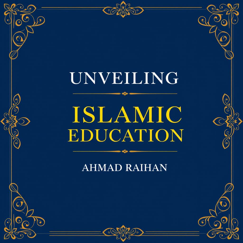 A modern book cover design for the title 'UNVEILING ISLAMIC EDUCATION' by AHMAD RAIHAN