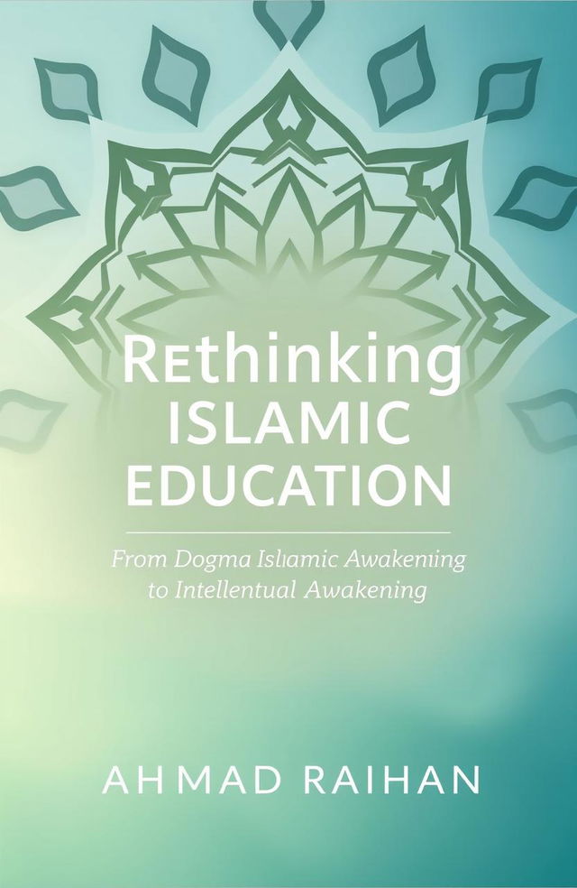 A modern book cover design for the title 'Rethinking Islamic Education: From Dogma to Intellectual Awakening' by AHMAD RAIHAN