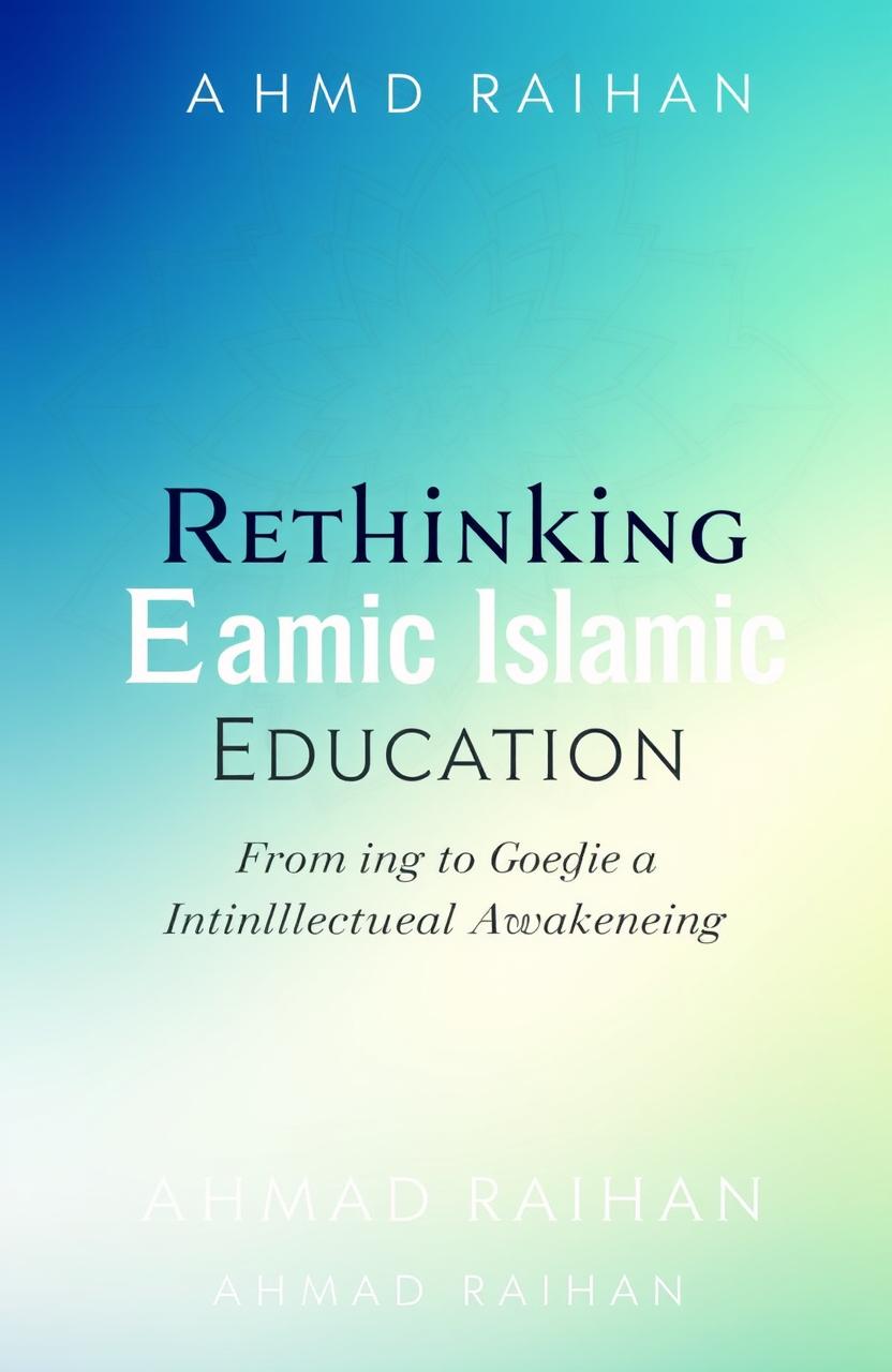 A modern book cover design for the title 'Rethinking Islamic Education: From Dogma to Intellectual Awakening' by AHMAD RAIHAN