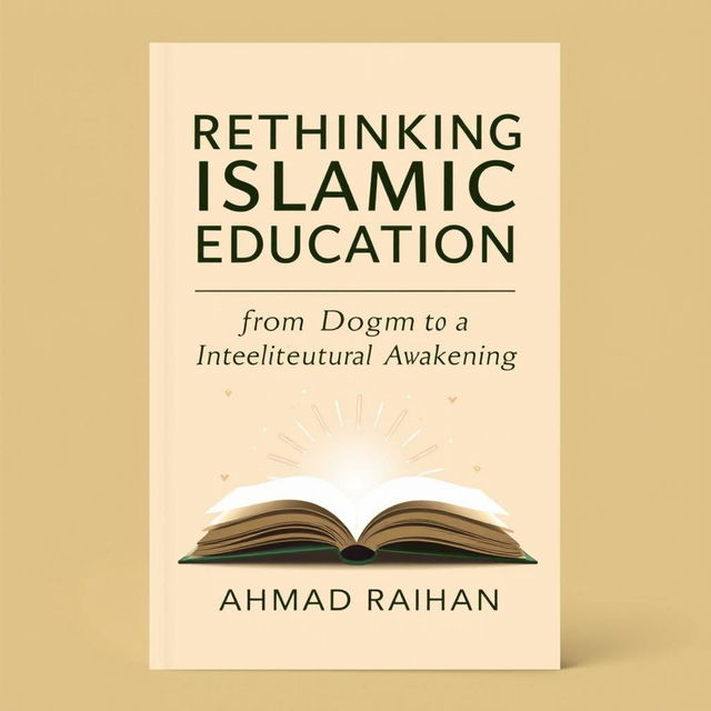 A modern book cover design for the title 'Rethinking Islamic Education: From Dogma to Intellectual Awakening' by AHMAD RAIHAN
