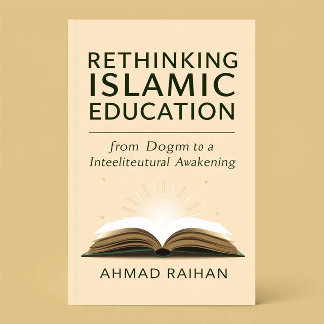 A modern book cover design for the title 'Rethinking Islamic Education: From Dogma to Intellectual Awakening' by AHMAD RAIHAN