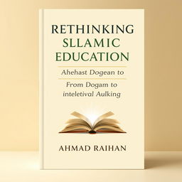 A modern book cover design for the title 'Rethinking Islamic Education: From Dogma to Intellectual Awakening' by AHMAD RAIHAN