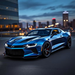 A futuristic Chevrolet Camaro concept car designed with sleek lines and an aerodynamic silhouette